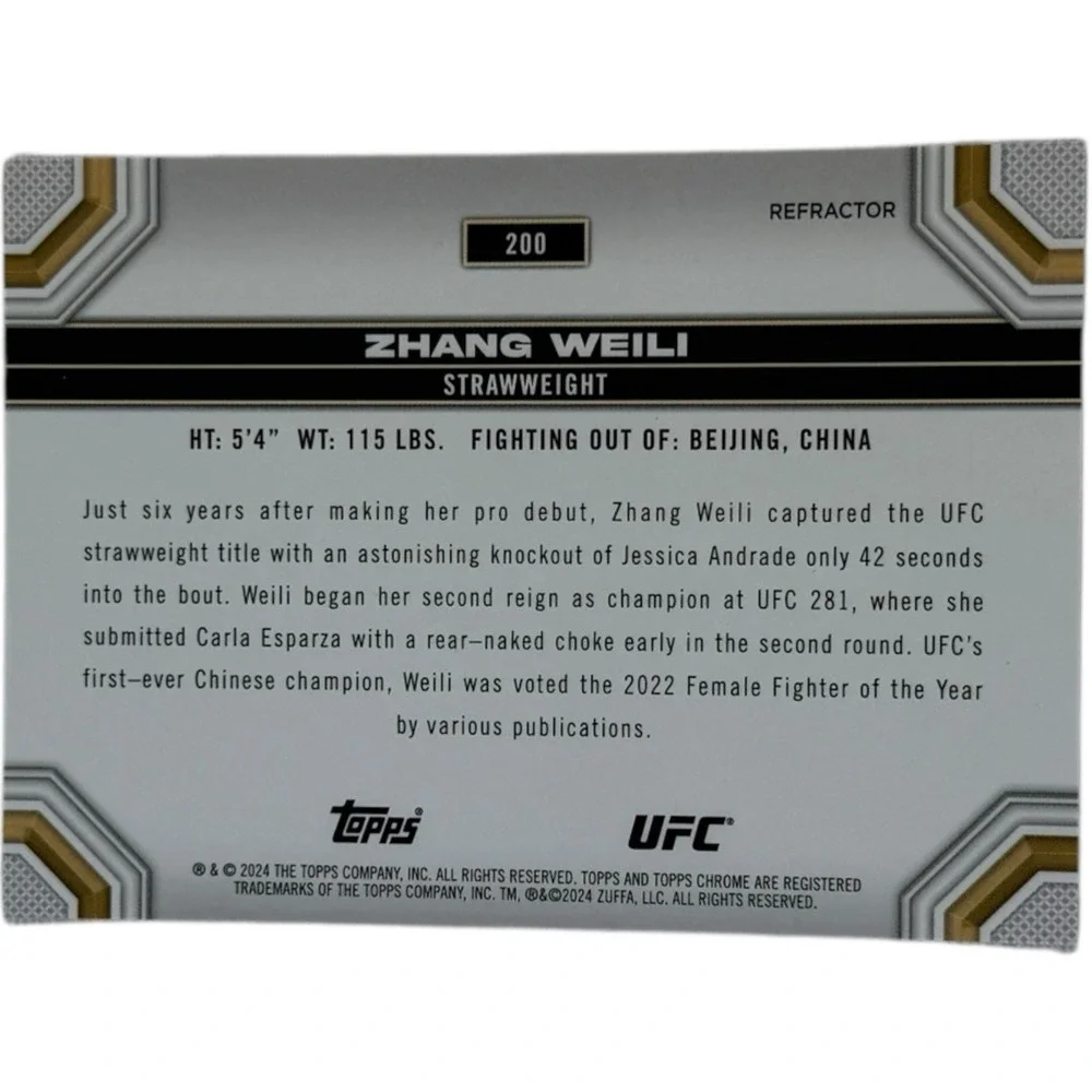 ZHANG WEILI 2024‎ Topps Chrome UFC Refractor #200